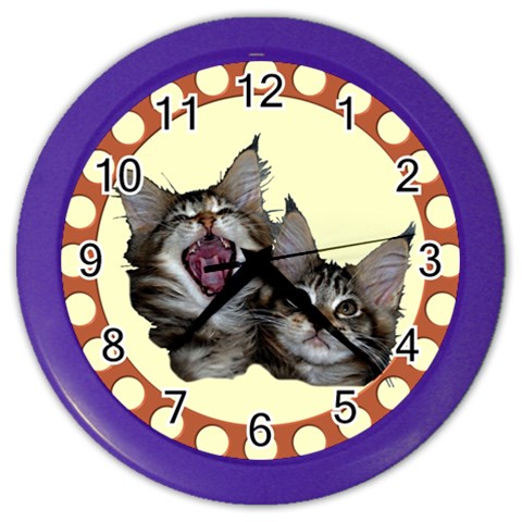 Yawning kitten Color Wall Clock from ArtsNow.com Front