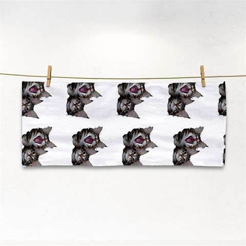 Yawning kitten Hand Towel from ArtsNow.com Front