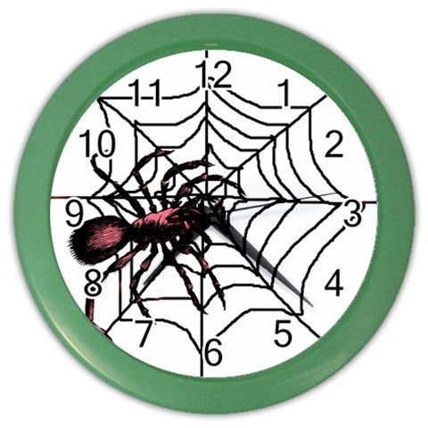 Spider in web Color Wall Clock from ArtsNow.com Front
