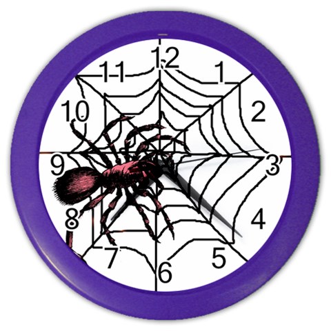 Spider in web Color Wall Clock from ArtsNow.com Front