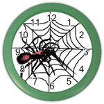 Spider in web Color Wall Clock