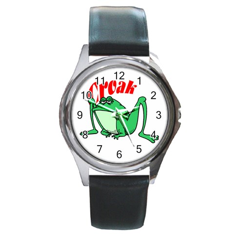 Croak frog Round Metal Watch from ArtsNow.com Front