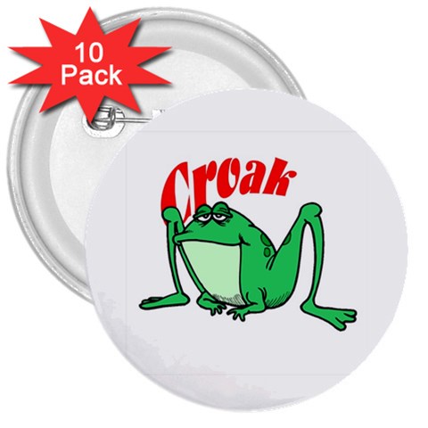 Croak frog 3  Button (10 pack) from ArtsNow.com Front