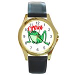Croak frog Round Gold Metal Watch