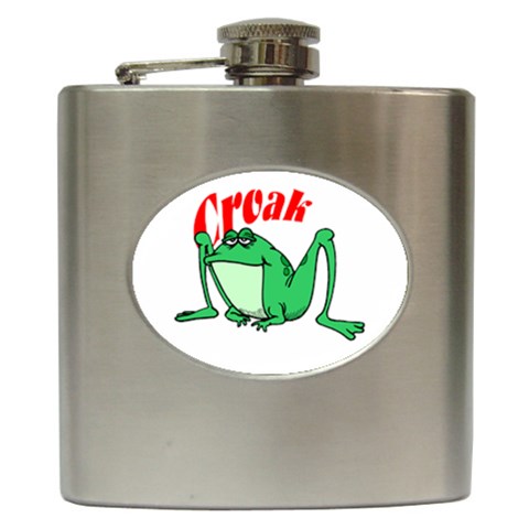 Croak frog Hip Flask (6 oz) from ArtsNow.com Front