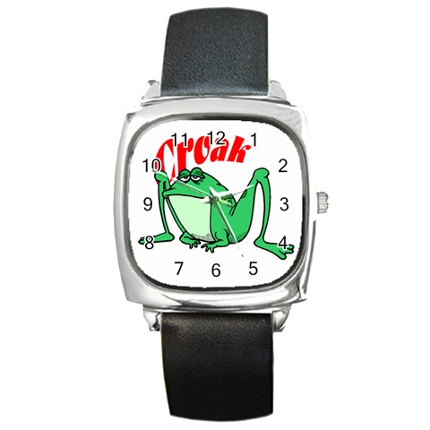 Croak frog Square Metal Watch from ArtsNow.com Front