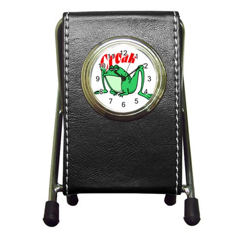 Croak frog Pen Holder Desk Clock from ArtsNow.com Front
