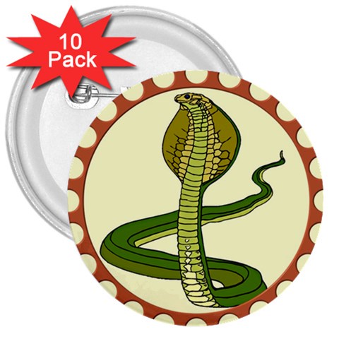 Cobra 3  Button (10 pack) from ArtsNow.com Front