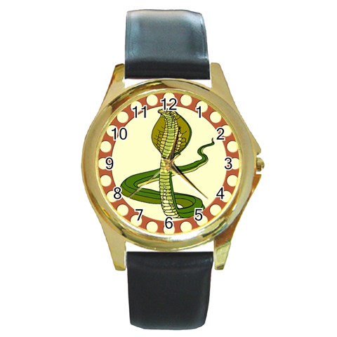 Cobra Round Gold Metal Watch from ArtsNow.com Front