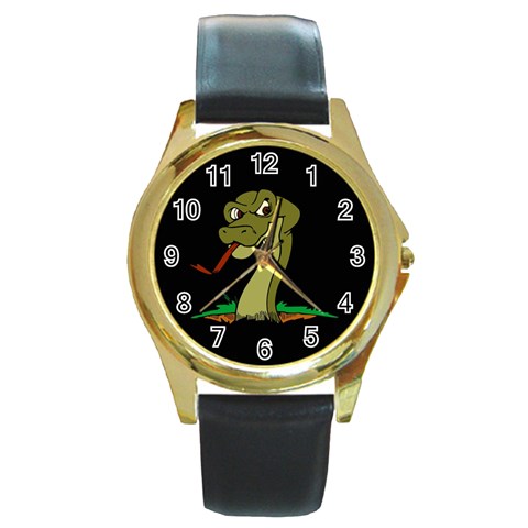 Snake Round Gold Metal Watch from ArtsNow.com Front