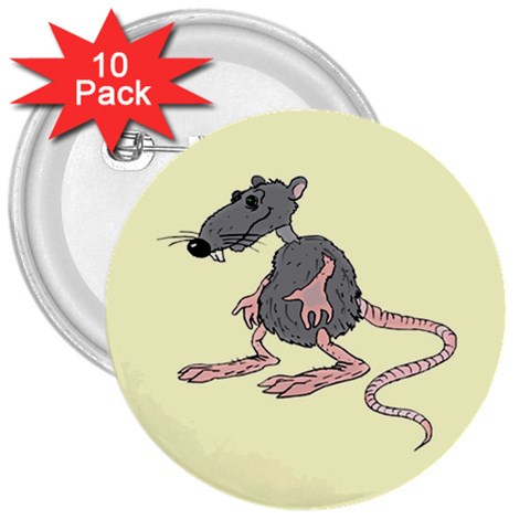 Rat 3  Button (10 pack) from ArtsNow.com Front