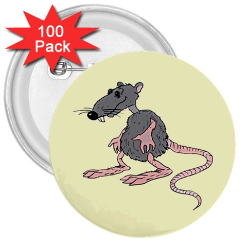 Rat 3  Button (100 pack) from ArtsNow.com Front