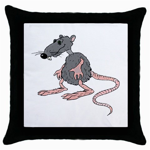 Rat Throw Pillow Case (Black) from ArtsNow.com Front