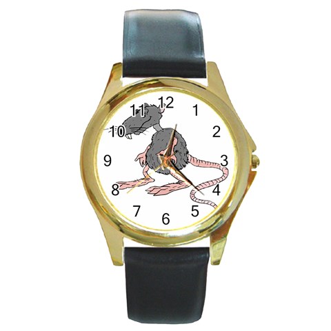 Rat Round Gold Metal Watch from ArtsNow.com Front