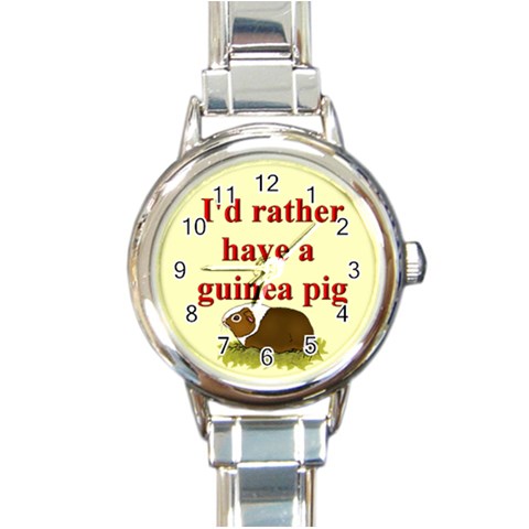 Guinea pig Round Italian Charm Watch from ArtsNow.com Front