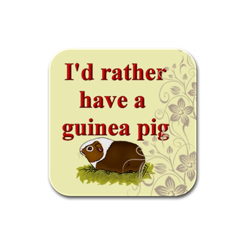 Guinea pig Rubber Square Coaster (4 pack) from ArtsNow.com Front
