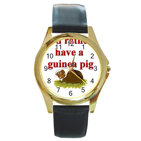 Guinea pig Round Gold Metal Watch from ArtsNow.com Front