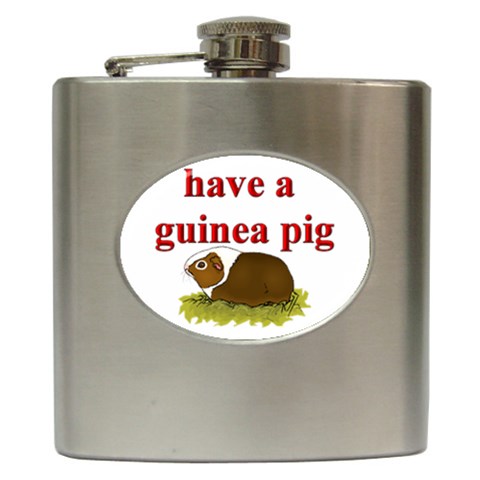 Guinea pig Hip Flask (6 oz) from ArtsNow.com Front