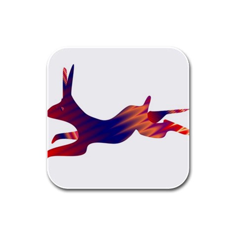 Racing rabbit Rubber Square Coaster (4 pack) from ArtsNow.com Front