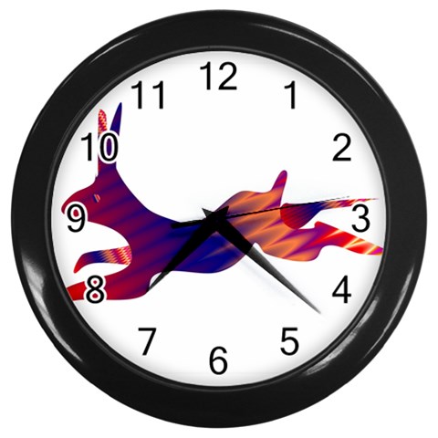 Racing rabbit Wall Clock (Black) from ArtsNow.com Front
