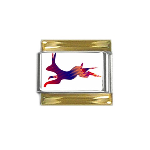 Racing rabbit Gold Trim Italian Charm (9mm) from ArtsNow.com Front