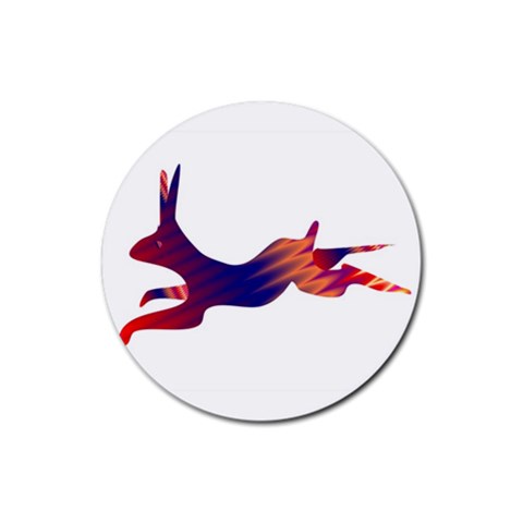 Racing rabbit Rubber Round Coaster (4 pack) from ArtsNow.com Front