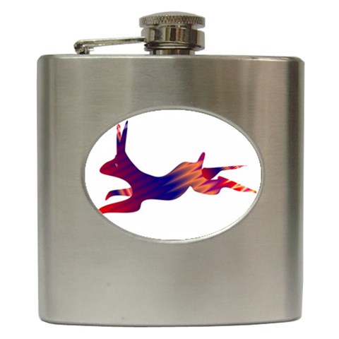 Racing rabbit Hip Flask (6 oz) from ArtsNow.com Front