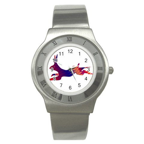Racing rabbit Stainless Steel Watch from ArtsNow.com Front