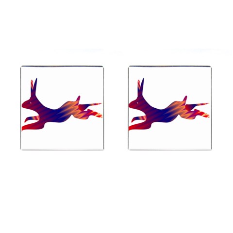 Racing rabbit Cufflinks (Square) from ArtsNow.com Front(Pair)