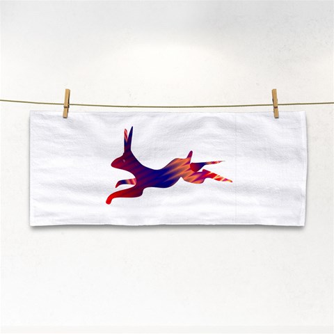 Racing rabbit Hand Towel from ArtsNow.com Front