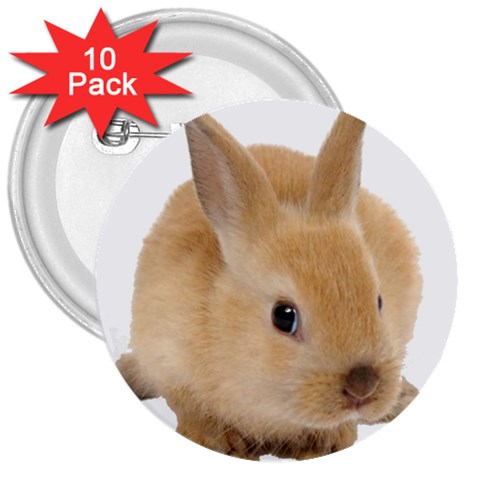Cute bunny 3  Button (10 pack) from ArtsNow.com Front
