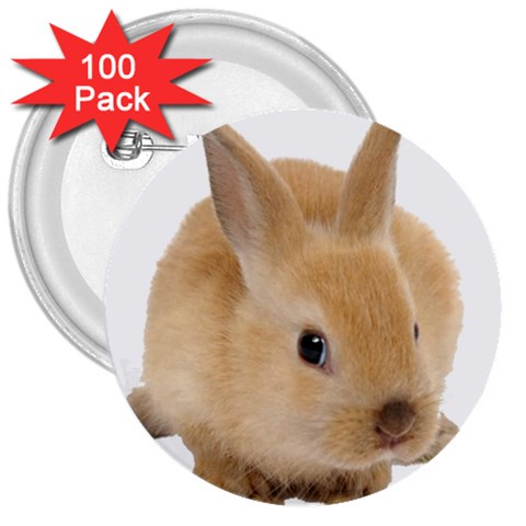 Cute bunny 3  Button (100 pack) from ArtsNow.com Front