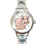 Piggy Round Italian Charm Watch