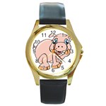 Piggy Round Gold Metal Watch