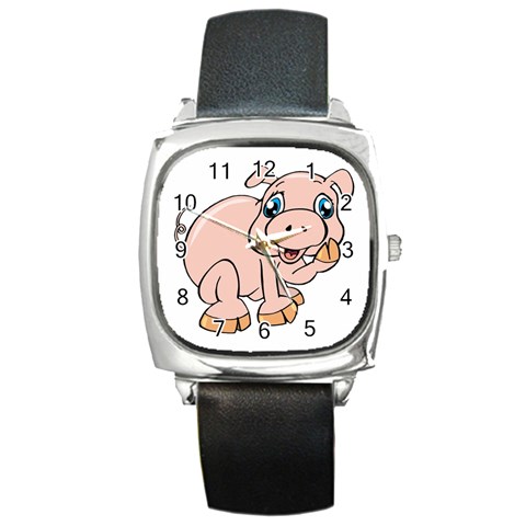 Piggy Square Metal Watch from ArtsNow.com Front