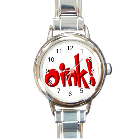 Oink Round Italian Charm Watch from ArtsNow.com Front
