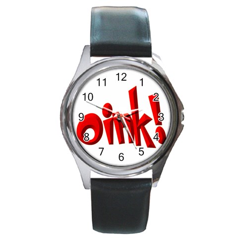 Oink Round Metal Watch from ArtsNow.com Front