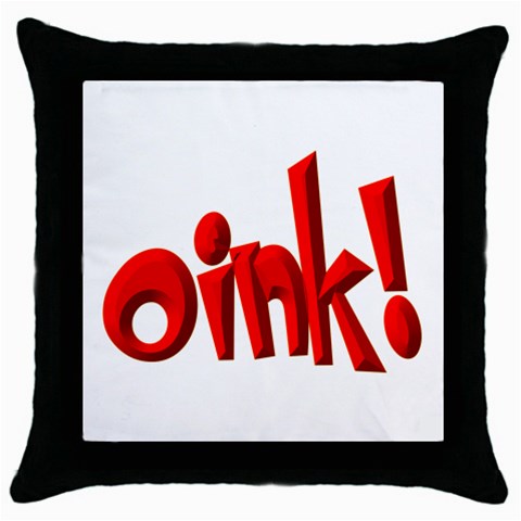 Oink Throw Pillow Case (Black) from ArtsNow.com Front