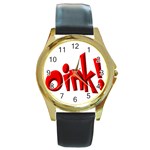 Oink Round Gold Metal Watch