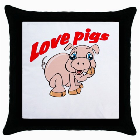 Love my pig Throw Pillow Case (Black) from ArtsNow.com Front