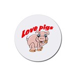 Love my pig Rubber Round Coaster (4 pack)