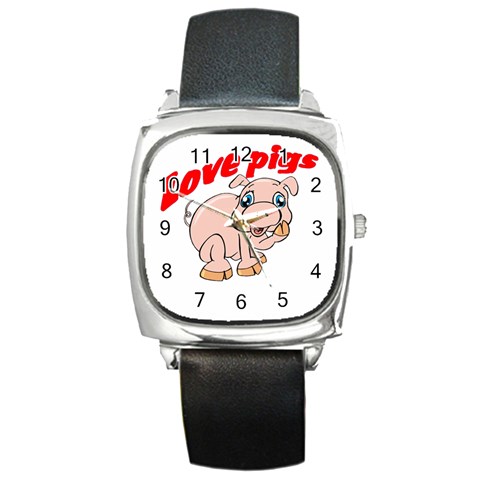 Love my pig Square Metal Watch from ArtsNow.com Front