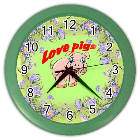 Love my pig Color Wall Clock from ArtsNow.com Front