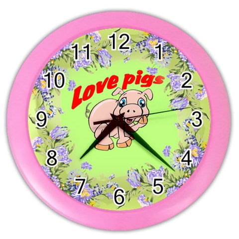 Love my pig Color Wall Clock from ArtsNow.com Front