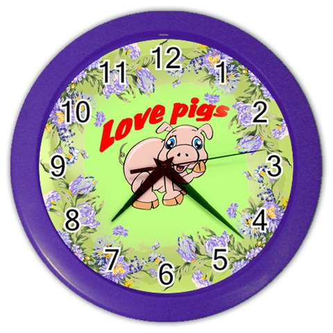 Love my pig Color Wall Clock from ArtsNow.com Front