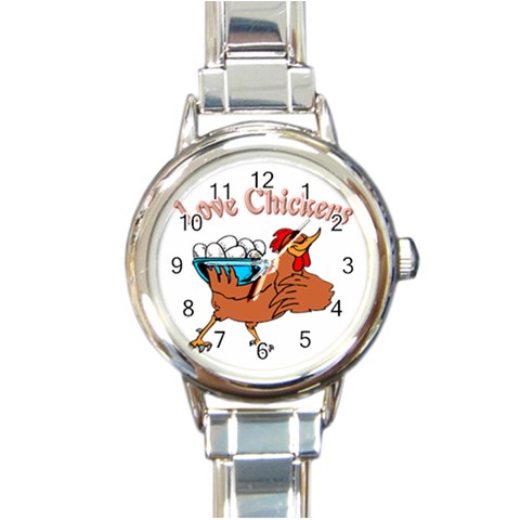 Love chickens Round Italian Charm Watch from ArtsNow.com Front