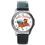 Love chickens Round Metal Watch