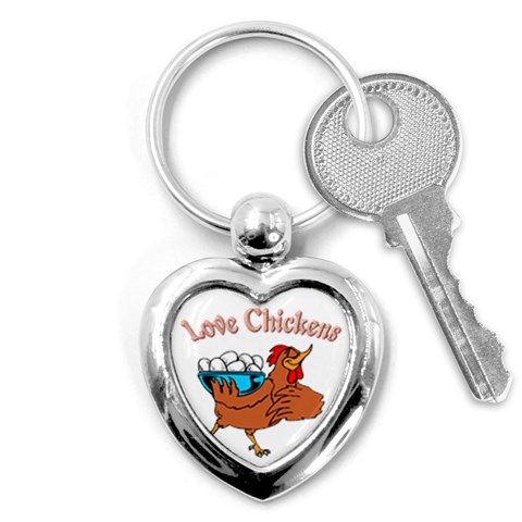 Love chickens Key Chain (Heart) from ArtsNow.com Front