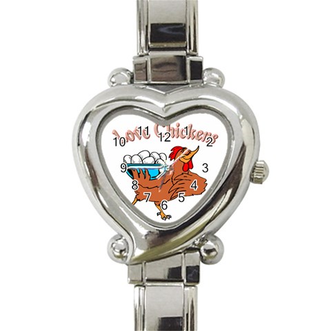 Love chickens Heart Italian Charm Watch from ArtsNow.com Front
