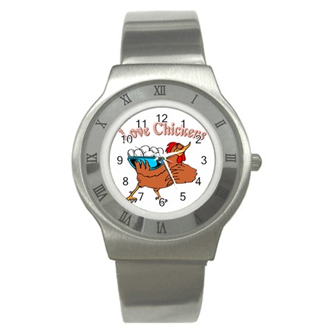Love chickens Stainless Steel Watch from ArtsNow.com Front